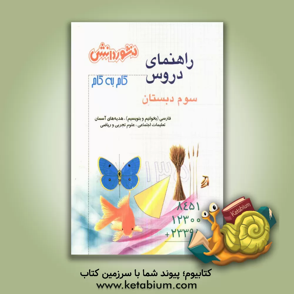 کتاب راهنمای دروس سال سوم دبستان: سوال های درس به درس، به همراه تمرین های اضافی و مثال های متنوع، آشنایی کامل با مفاهیم و کلمه های دقیق و علمی کتاب، ... اثر محمدرضا غایبی‌مهماندوست