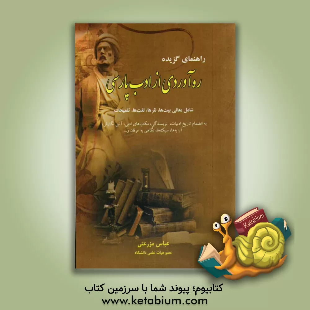 کتاب راهنمای گزیده ره آوردی از ادب پارسی شامل معانی بیت ها، نثرها، لغت ها، تلمیحات، به انضمام تاریخ ادبیات، نویسندگی... اثر عباس مزرعتی