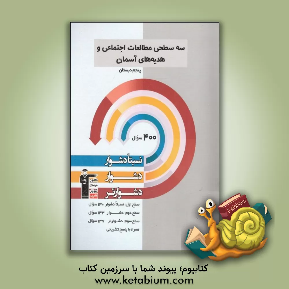 کتاب سه سطحی مطالعات اجتماعی و هدیه‌های آسمان پنجم دبستان: نسبتا دشوار ، دشوار ، دشوارتر اثر صالح احصایی