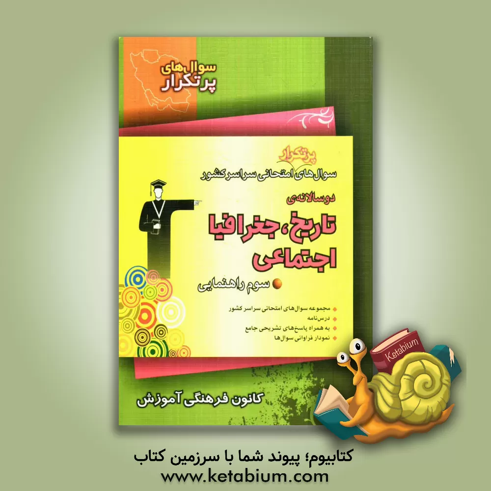 کتاب سوال های پرتکرار امتحانی سراسر کشور: دوسالانه  ی تاریخ، جغرافیا، اجتماعی سوم راهنمایی اثر رامین فکری‌کیا