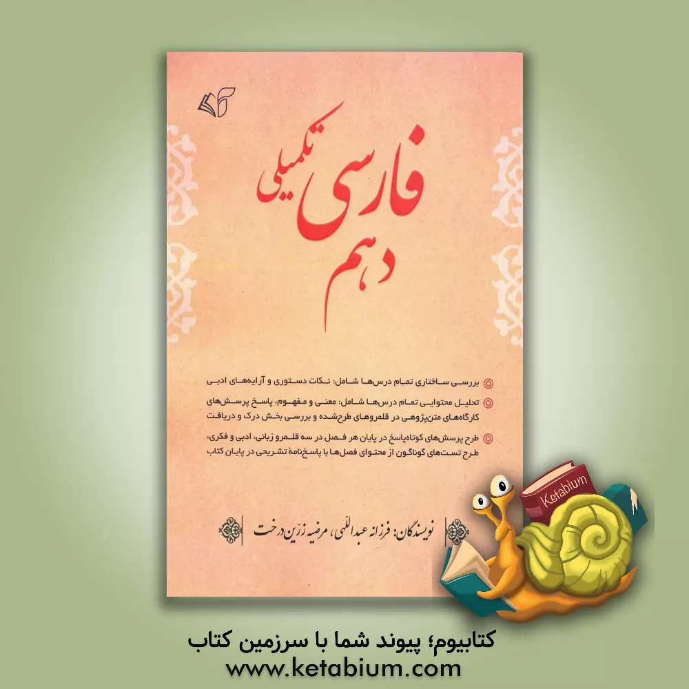 کتاب فارسی تکمیلی دهم: بررسی ساختاری تمام درس ها شامل: نکات دستوری و آرایه های ادبی... اثر فرزانه عبداللهی