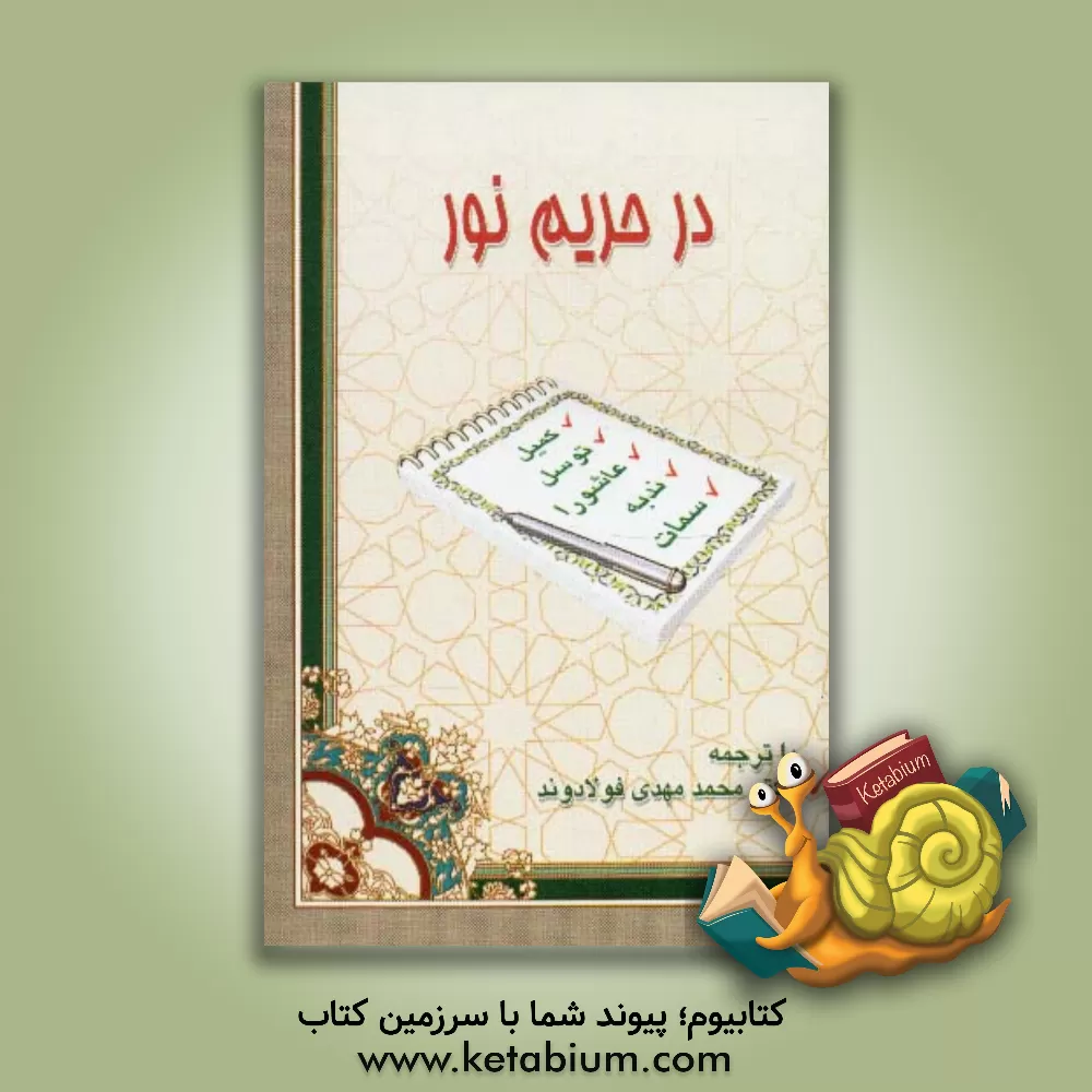 کتاب در حریم نور: دعای کمیل، دعای توسل، زیارت عاشورا، دعای سمات، دعای ندبه اثر محمدمهدی فولادوند