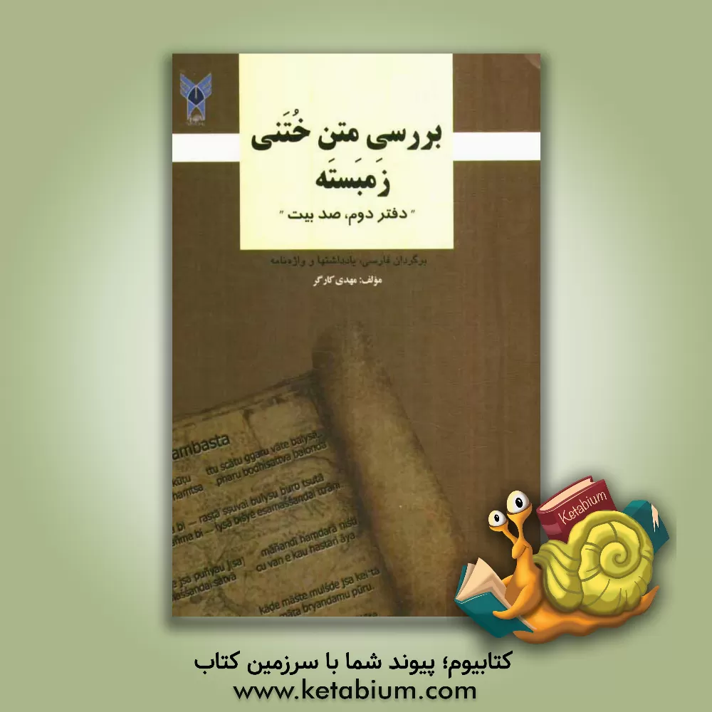 کتاب بررسی متن ختنی زمبسته "دفتر دوم، صد بیت" برگردان فارسی، یادداشتها و واژه نامه |اثر مهدی کارگر